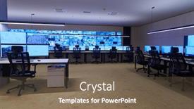  Presentation with data security - Cool new PPT theme with empty-interior-of-big-modern backdrop and a violet colored foreground