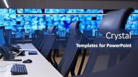  Presentation with data security - PPT theme featuring empty-interior-of-big-modern background and a ocean colored foreground