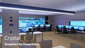  Presentation with data security - Presentation theme enhanced with empty-interior-of-big-modern background and a violet colored foreground