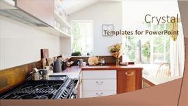  Presentation with storage - PPT theme with empty-interior-of-contemporary-kitchen background and a cream colored foreground