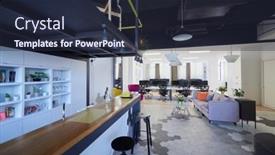  Presentation with interior design office - Presentation theme featuring empty-interior-of-modern-design background and a wine colored foreground