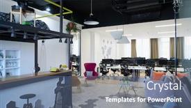  Presentation with interior design office - Presentation design enhanced with empty-interior-of-modern-design background and a gray colored foreground