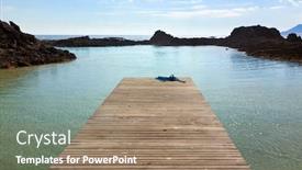  Presentation with lagoon - Presentation enhanced with empty jetty at the lagoon of los lobos a small island near fuerteventura background and a coral colored foreground