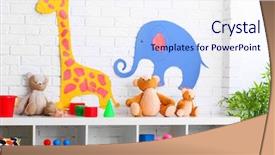  Presentation with interior - Cool new PPT theme with empty kid's playing room interior backdrop and a sky blue colored foreground