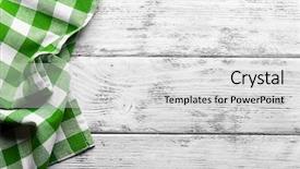  Presentation with table napkin - Slide deck consisting of empty kitchen table - checkered napkin on wooden background background and a light gray colored foreground