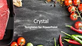  Presentation with mediterranean food herbs - PPT layouts enhanced with empty kitchen table - food background for text background and a gray colored foreground