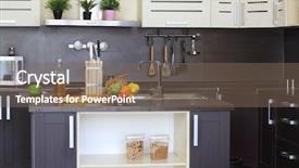  Presentation with empty of wood table top - Colorful slides enhanced with empty kitchen with wooden table backdrop and a violet colored foreground