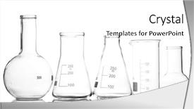  Presentation with glassware - Slides with empty laboratory glassware with reflection isolated on white background and a white colored foreground