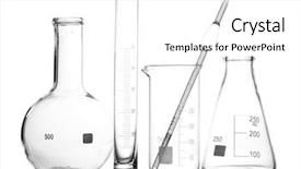  Presentation with glassware - Colorful slide deck enhanced with scientific research flask pipette - empty laboratory glassware with reflection backdrop and a white colored foreground