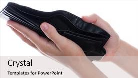  Presentation with poverty - PPT theme consisting of empty leather currency wallet on finance poverty background and a lemonade colored foreground