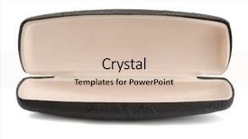  Presentation with case - Presentation design consisting of empty leather eyeglasses case isolated background and a lemonade colored foreground