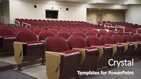  Presentation with lecture hall - Presentation design consisting of conference room rows red - empty lecture hall background and a tawny brown colored foreground