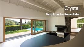  Presentation with dark room for interrogation - Audience pleasing theme consisting of empty living room with dark backdrop and a coral colored foreground