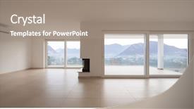  Presentation with apartment - PPT theme enhanced with empty mansion - interior of modern apartment background and a  colored foreground