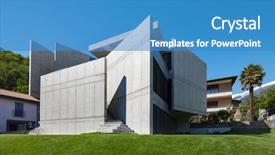  Presentation with nobody - PPT theme enhanced with empty mansion - modern villa surrounded by green background and a teal colored foreground