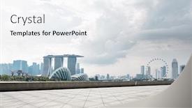  Presentation with singapore - Cool new PPT theme with empty marble floor and cityscape of singapore in cloud sky backdrop and a white colored foreground