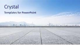  Presentation with blue marble - Audience pleasing presentation consisting of empty marble floor and cityscape backdrop and a light blue colored foreground