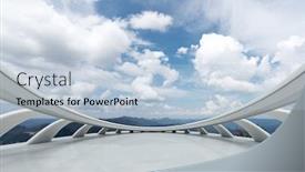  Presentation with green marble - PPT theme consisting of empty marble floor and green hill in blue cloud sky background and a light blue colored foreground