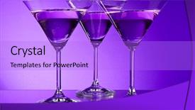  Presentation with purple teaching - Beautiful PPT theme featuring empty martini glasses on purple backdrop and a light blue colored foreground