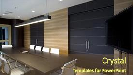  Presentation with meetings - Presentation theme with empty meetings - interior of a modern boardroom background and a tawny brown colored foreground