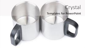  Presentation with metal accessories - Colorful slide set enhanced with empty-metal-mugs-isolated backdrop and a white colored foreground