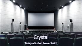  Presentation with cinema - Colorful slides enhanced with empty modern cinema with blank backdrop and a wine colored foreground