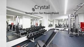  Presentation with fitness - Beautiful theme featuring empty modern fitness center backdrop and a light gray colored foreground