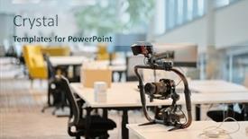  Presentation with entrepreneurial - Presentation theme with empty-modern-glass-startup-office background and a  colored foreground