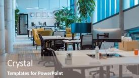  Presentation with entrepreneurial - PPT theme enhanced with empty-modern-glass-startup-office and a gray colored foreground