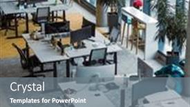  Presentation with entrepreneurial - PPT theme featuring empty-modern-glass-startup-office background and a gray colored foreground