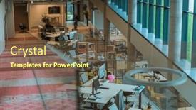  Presentation with entrepreneurial - Presentation design featuring empty-modern-glass-startup-office and a tawny brown colored foreground