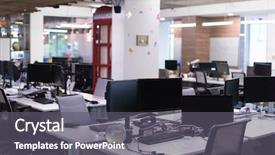  Presentation with floor plan - Presentation theme consisting of empty modern open plan office background and a gray colored foreground