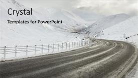  Presentation with landon the mountain road - Beautiful presentation design featuring empty mountain road backdrop and a light gray colored foreground