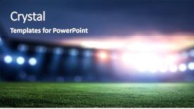  Presentation with football lights - Presentation design with empty night football arena background and a ocean colored foreground