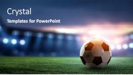  Presentation with football lights - Cool new PPT layouts with empty night football arena in lights backdrop and a ocean colored foreground