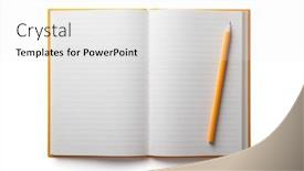  Presentation with notebook - PPT layouts featuring empty-notebook-and-yellow-pencil background and a white colored foreground