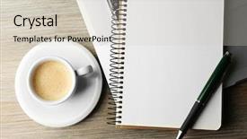  Presentation with notebook - Slide set with empty-notebook-on-laptop-keyboard background and a soft green colored foreground