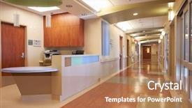  Presentation with nurses - PPT theme enhanced with empty nurses station and corridor background and a coral colored foreground