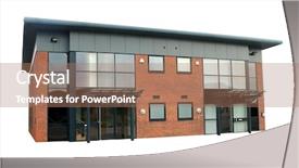  Presentation with building - Cool new presentation theme with empty office building backdrop and a coral colored foreground