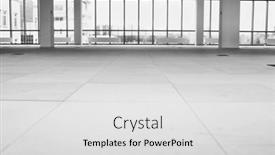  Presentation with furniture - PPT theme enhanced with empty-office-builidng background and a light gray colored foreground