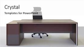  Presentation with office chair - Audience pleasing presentation design consisting of empty office desk and chair backdrop and a white colored foreground