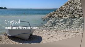  Presentation with old fishing boat - Theme consisting of empty-old-metal-fishing-motor background and a gray colored foreground