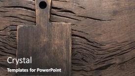  Presentation with wooden board empty table top - Audience pleasing slide deck consisting of empty-old-wooden-cutting-board backdrop and a dark gray colored foreground