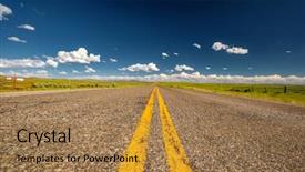  Presentation with wyoming drilling rig - PPT theme having empty open highway in wyoming background and a  colored foreground