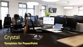  Presentation with corporation - PPT layouts enhanced with empty-open-space-office background and a  colored foreground