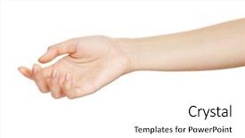  Presentation with empty - PPT theme featuring empty open woman hand background and a white colored foreground