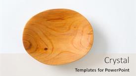  Presentation with wood - Amazing PPT layouts having empty-oval-shaped-natural-wood backdrop and a yellow colored foreground
