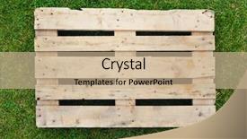  Presentation with pallet - PPT theme consisting of empty pallet on green grass background and a coral colored foreground