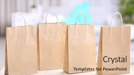  Presentation with paper bag - PPT layouts enhanced with empty paper bags on light background and a lemonade colored foreground