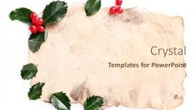  Presentation with holly - Cool new presentation theme with empty paper with european holly backdrop and a cream colored foreground